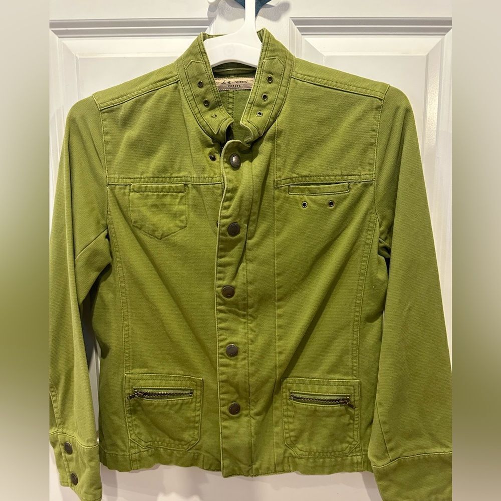 I.E relaxed pea green small utility vintage jacket